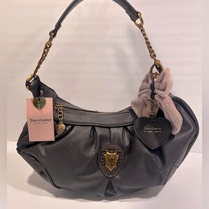 JUICY COUTURE JUICY ROMANCE HOBO CHOCOLATE WITH BLUSH BOW SHOULDER BAG